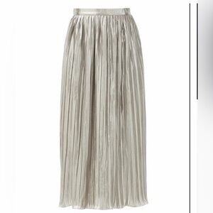 SALONI Metallic Silver Maxi Skirt